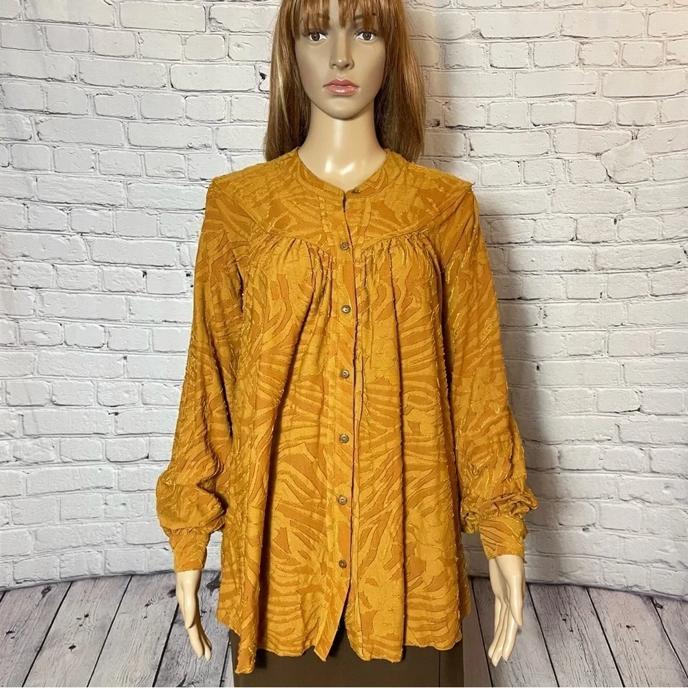 New Free People Can't Stop Dreaming Brown Long Sleeve Tunic Size XS